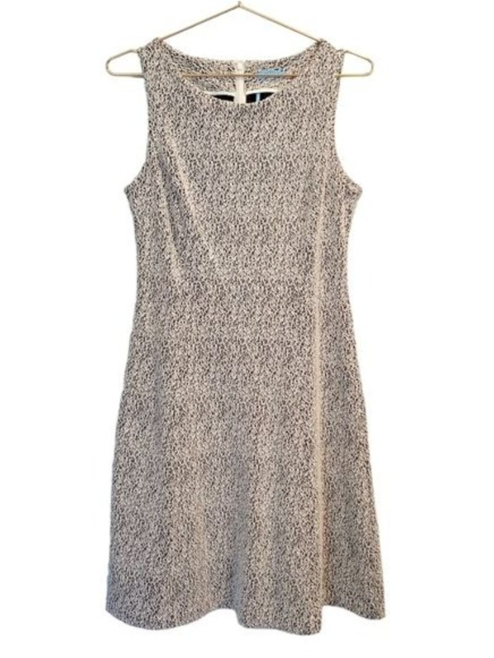 J. Mclaughlin | Sleeveless Marbled Texture Round Neck Dress Black White